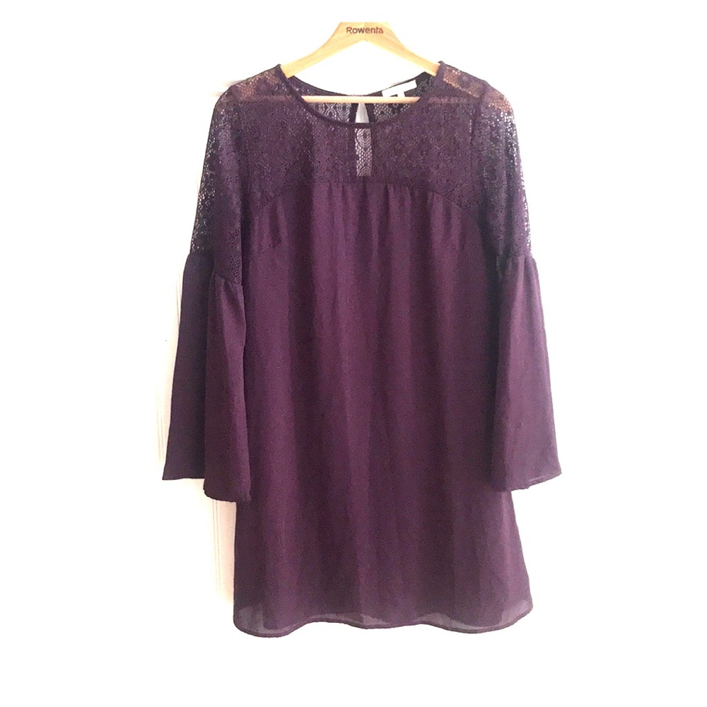 Charlotte Russe Eggplant Dress, Trumpet Sleeves